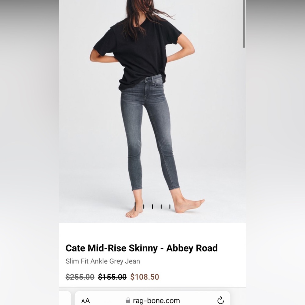 Rag and bone Cate Mid-Rise Skinny - Abbey Road
Slim Fit Ankle Grey Jean